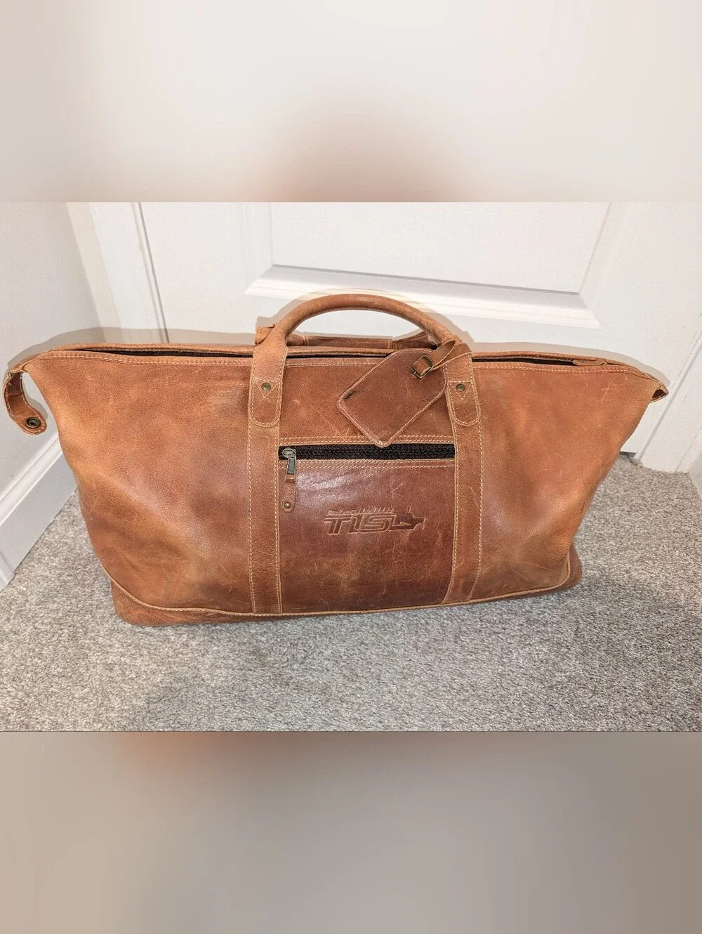 Brown Leather Duffel Weekender Bag - Classic Travel Tote Made In India